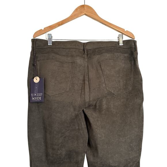 NYDJ Women Alina Skinny Faux Suede Ankle Stretch Jeans Size 14 Martini Olive NWT - Picture 9 of 13